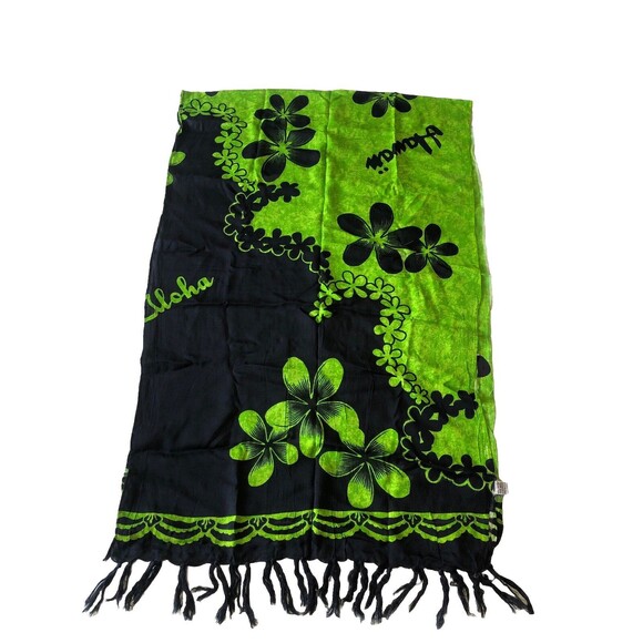 Green And Black Floral Beach Sarong Scarf - Picture 10 of 10
